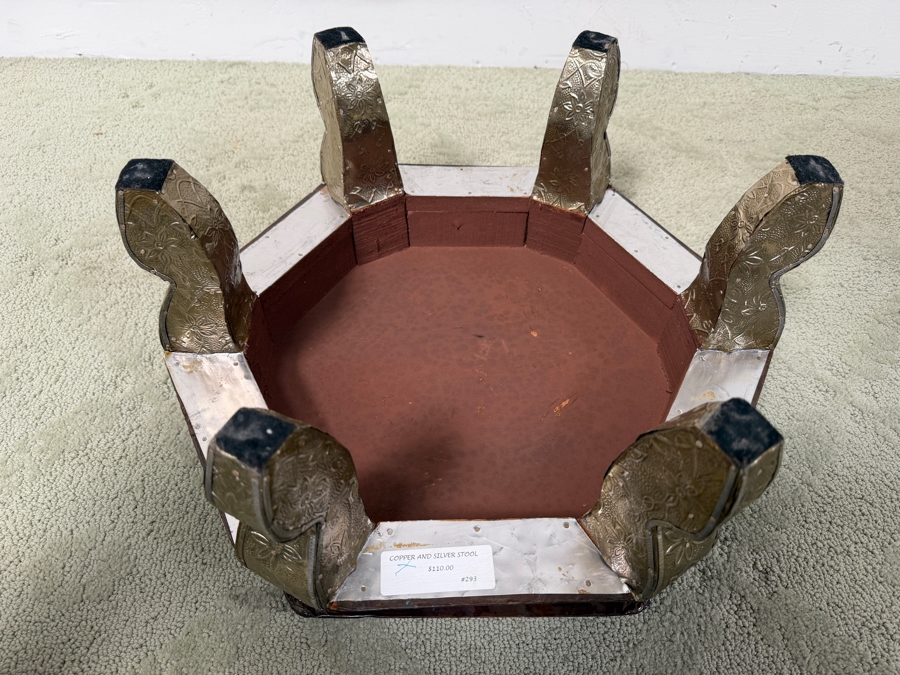Hammered Copper And Silver Stool 18W X 15D X 9H Retails $110 (RSF) [Photo 6]