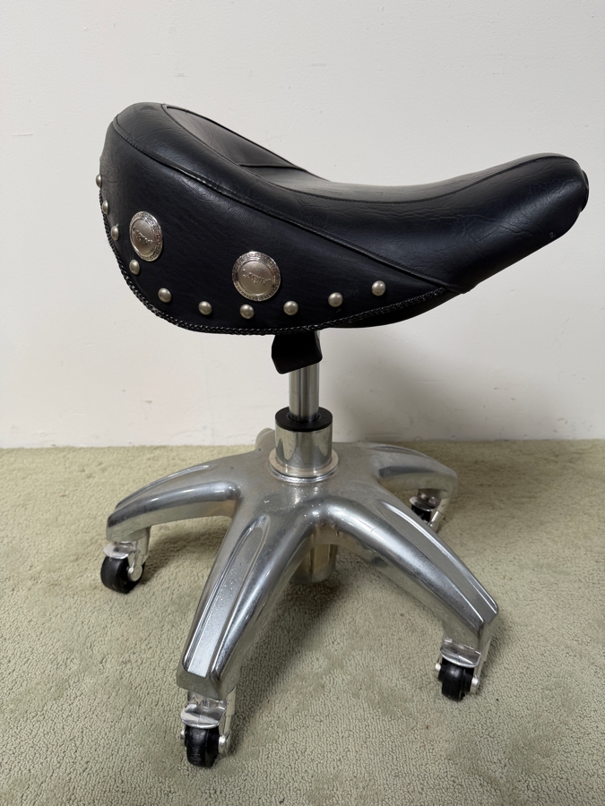 Larin Pneumatic Mechanical Roller Stool Featuring A Black Motorcycle-Style Saddle Seat 23W Adjustable Height 25H (RSF) [Photo 11]
