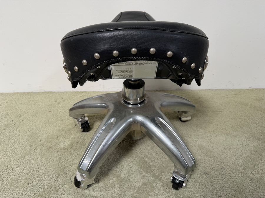 Larin Pneumatic Mechanical Roller Stool Featuring A Black Motorcycle-Style Saddle Seat 23W Adjustable Height 25H (RSF) [Photo 5]