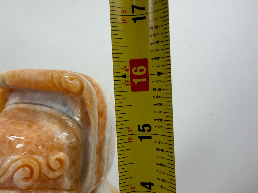 Vintage Asian Carved Stone Sculpture Of Fu Xing On Stone Base Weighs 27lbs 16'H (RSF) [Photo 13]