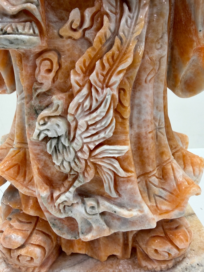 Vintage Asian Carved Stone Sculpture Of Fu Xing On Stone Base Weighs 27lbs 16'H (RSF) [Photo 6]