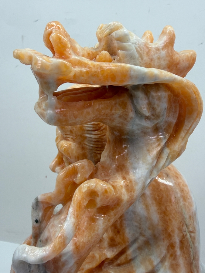 Vintage Asian Carved Stone Sculpture Of Shou Lao (Taoist God Of Longevity) On Stone Base Weighs 27lbs 16'H (RSF) [Photo 6]
