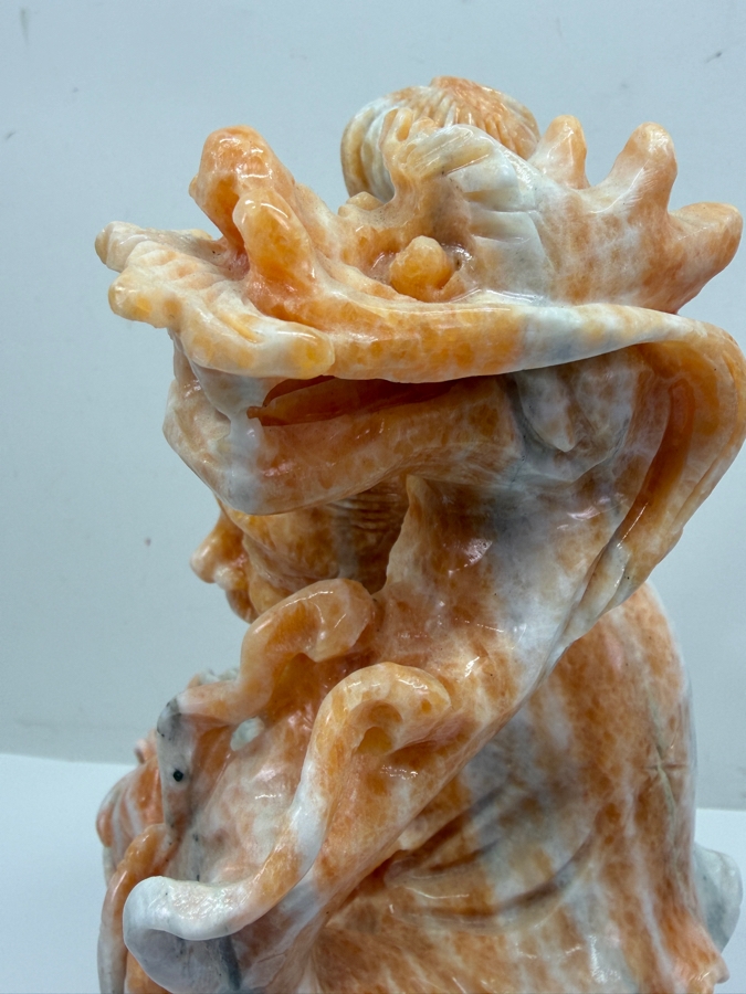 Vintage Asian Carved Stone Sculpture Of Shou Lao (Taoist God Of Longevity) On Stone Base Weighs 27lbs 16'H (RSF) [Photo 7]