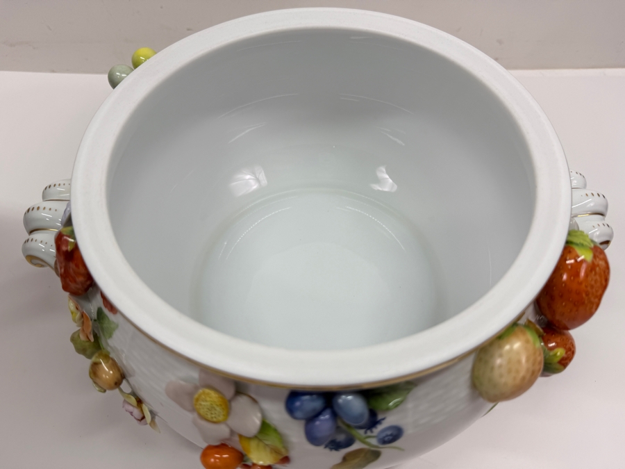 Herend Hungary Hand Painted 'First Edition' Porcelain Soup Tureen With Fruit Applications 12W X 9.5H Retails $5,760 (RSF) [Photo 10]