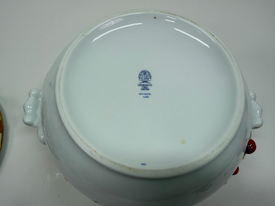 Herend Hungary Hand Painted 'First Edition' Porcelain Soup Tureen With Fruit Applications 12W X 9.5H Retails $5,760 (RSF) [Photo 11]