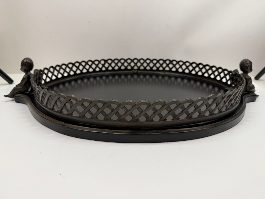 Oval Serving Tray With Pair Of Cherub Handles 24'W (RSF) [Photo 2]