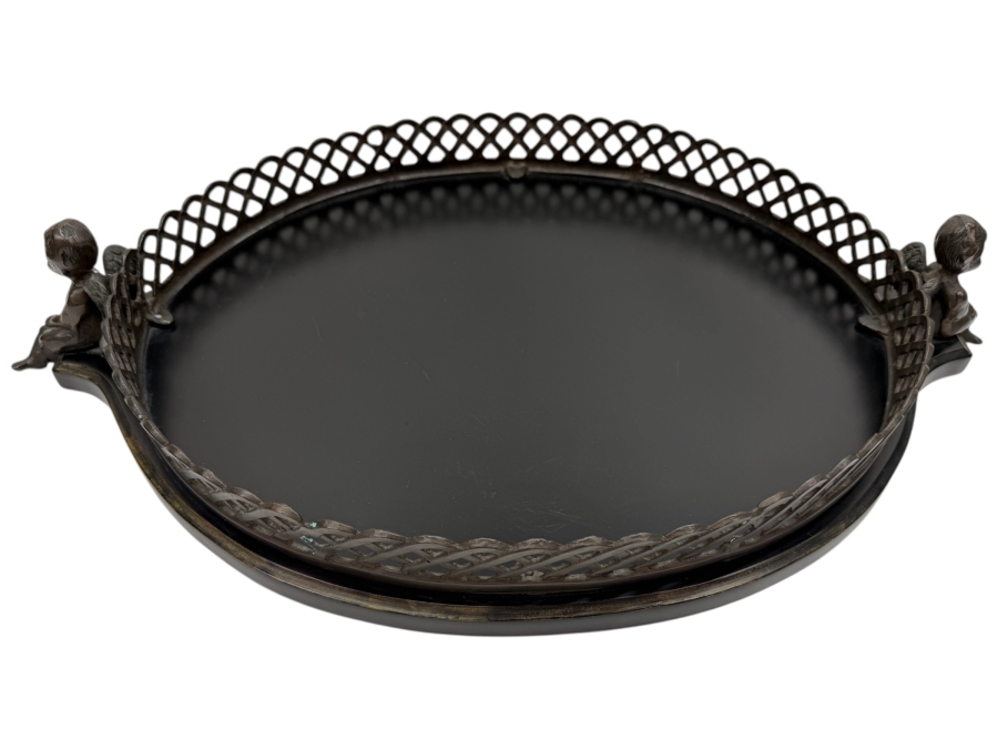 Oval Serving Tray With Pair Of Cherub Handles 24'W (RSF)