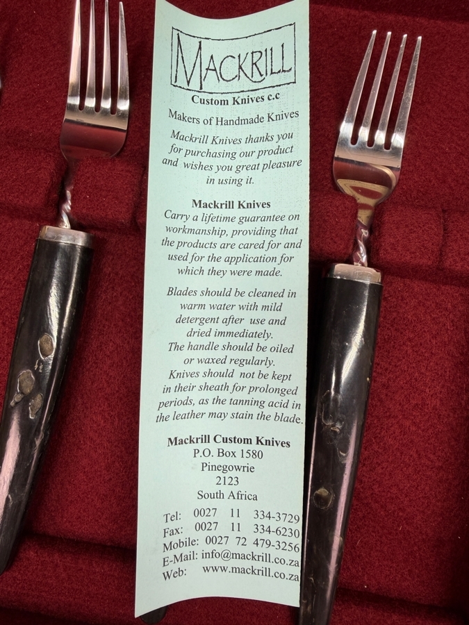 Pair Of Boxed Sets Of (12) Total S. Mackrill & Son Custom Forks With Horn Handles (RSF) [Photo 7]