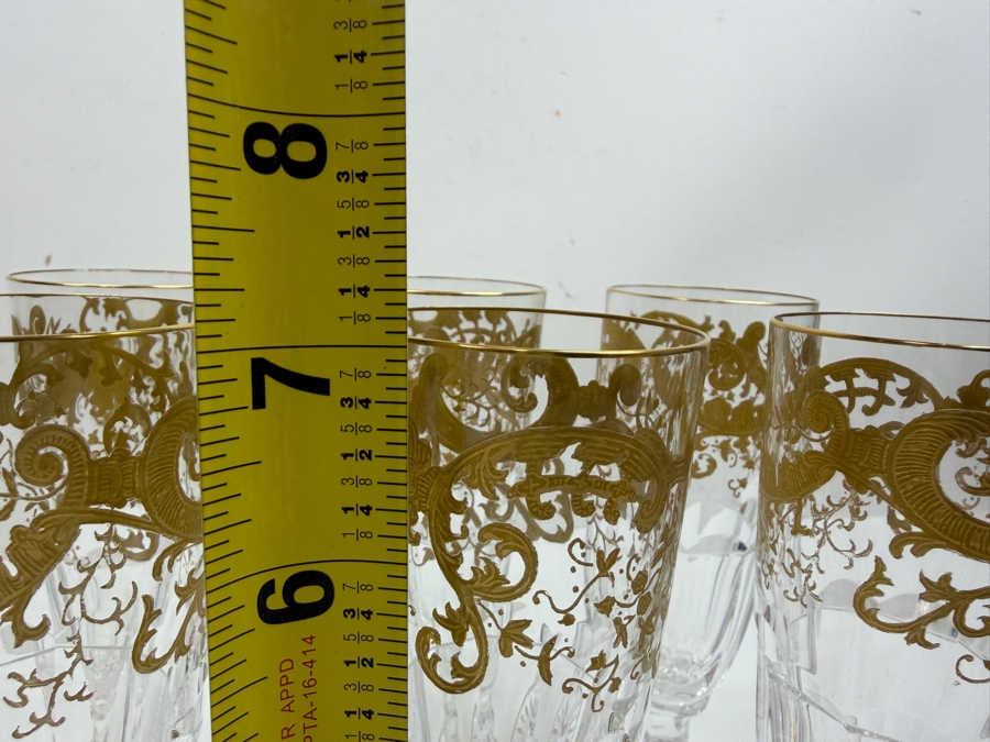 Saint-Louis France Crystal Trianon Gold Champagne Flutes With 24k Gold Accents 7'H Retails $3,600 (RSF) [Photo 7]