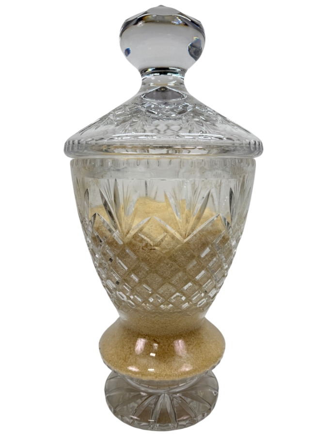 Large Footed Crystal Jar With Lid Filled With Bath Salts 17.5'H (RSF)