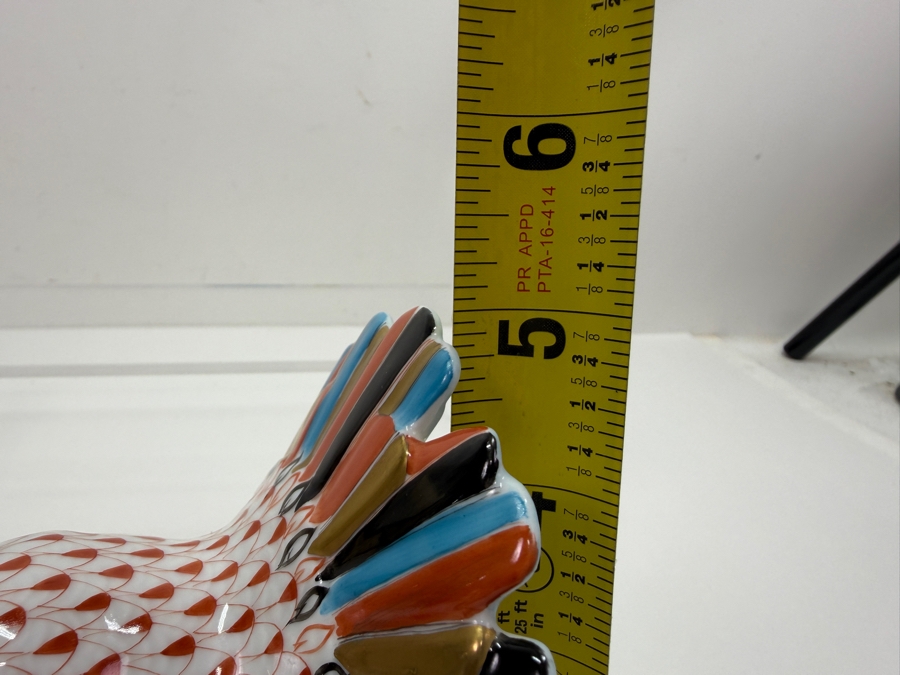 Herend Hungary Hand Painted Porcelain Turkey Figurine Rust Fishnet Pattern With 24k Gold Accents 4.5W X 5H Retails $755 (RSF) [Photo 9]