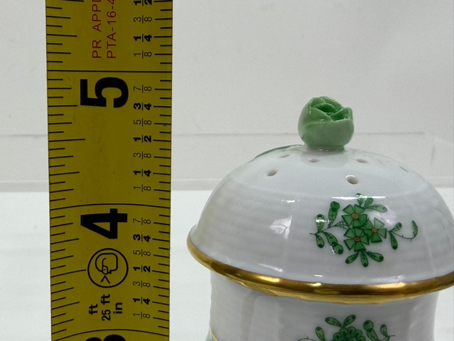 Herend Hungary Hand Painted Porcelain Sugar Shaker In The Chinese Bouquet Green Pattern With 24k Gold Accents 5H (RSF) [Photo 7]