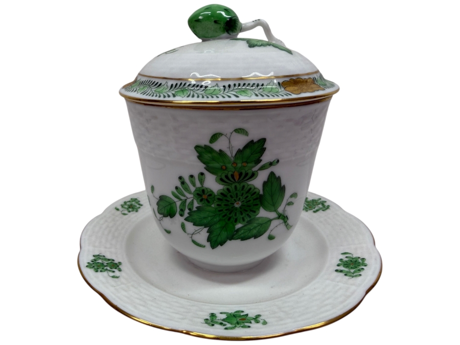 Herend Hungary Hand Painted Jam Jar With Berry Lid 4.5'H (RSF)