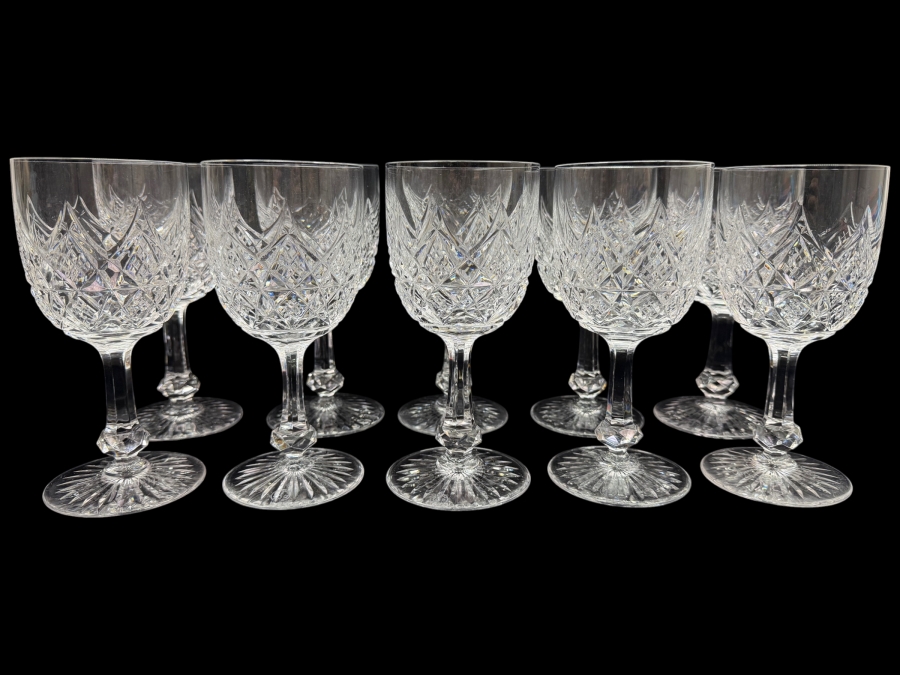 (10) Baccarat France Colbert Pattern Stemware Glasses 7.25'H (RSF)