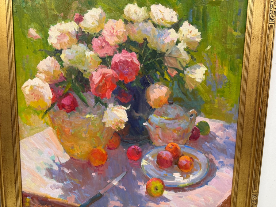 Joseph Mendez (B. 1933, American) Original Oil Painting On Canvas Titled Summer Still Life 34 X 36 Framed Retailed For $4,200 (RSF) [Photo 5]