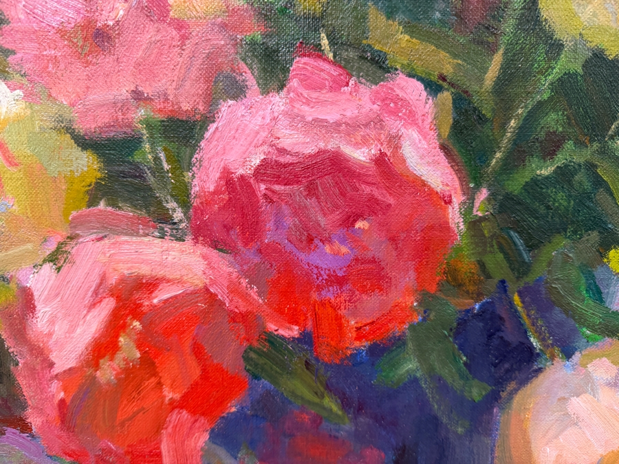 Joseph Mendez (B. 1933, American) Original Oil Painting On Canvas Titled Summer Still Life 34 X 36 Framed Retailed For $4,200 (RSF) [Photo 8]