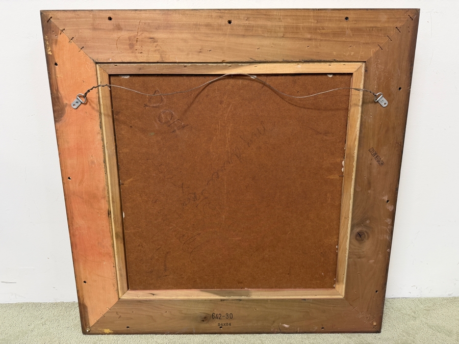 Original Abstract Oil Painting On Board Signed Lower Right Artist Signature Illegible 24 X 24 Framed 36 X 36 (RSF) [Photo 13]