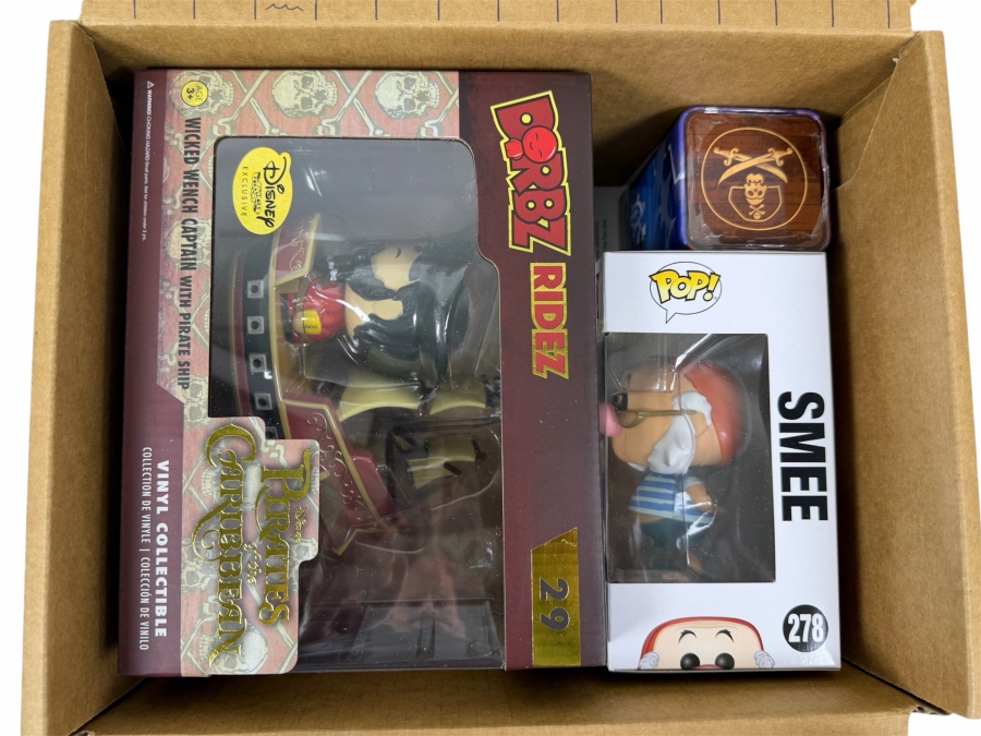 Funko Disney Treasures Pirates Cove Subscription Box Featuring Mr. Smee Exclusive Pop! Vinyl Figure And Wicked Wench Captain With Pirate Ship Dorbz Ridez Set
