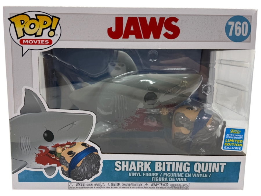 Funko Pop! Movies Jaws Shark Biting Quint #760 Vinyl Figure 2019 Summer Convention Limited Edition Exclusive Featuring The Iconic Attack Scene From The 1975 Film