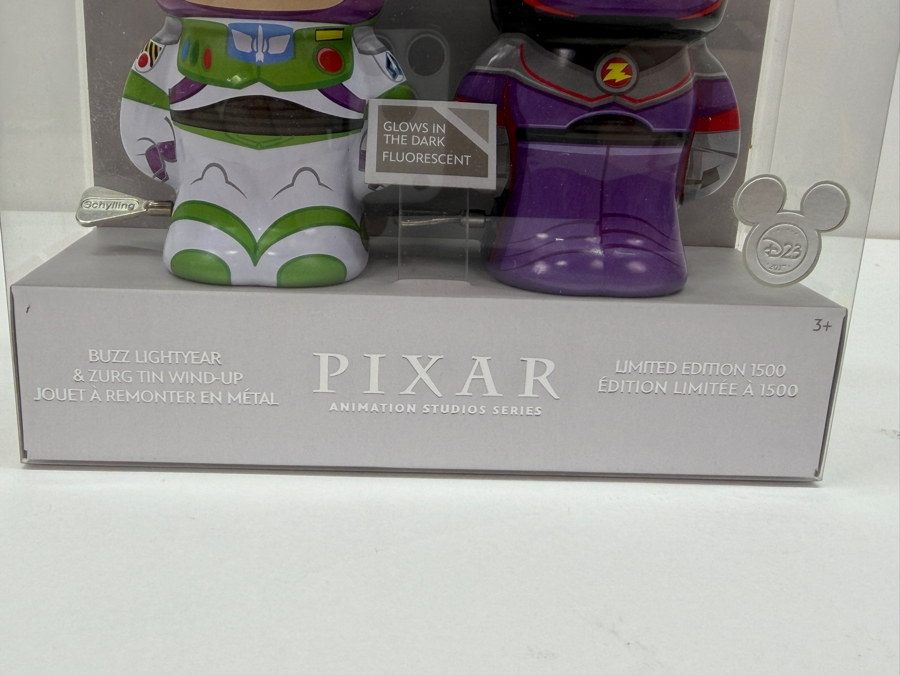 Pixar Animation Studios Series Buzz Lightyear & Zurg Tin Wind-Up Set - Limited Edition 1500 - 2017 D23 Expo Exclusive - Glow In The Dark Fluorescent Tin Walkers By Schylling [Photo 3]