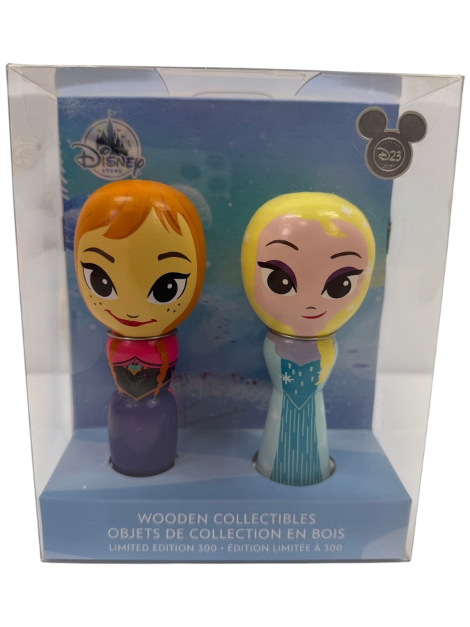 Disney D23 Expo 2017 Exclusive Frozen Anna & Elsa Wooden Collectible Figure Set - Disney Store Limited Edition 300 