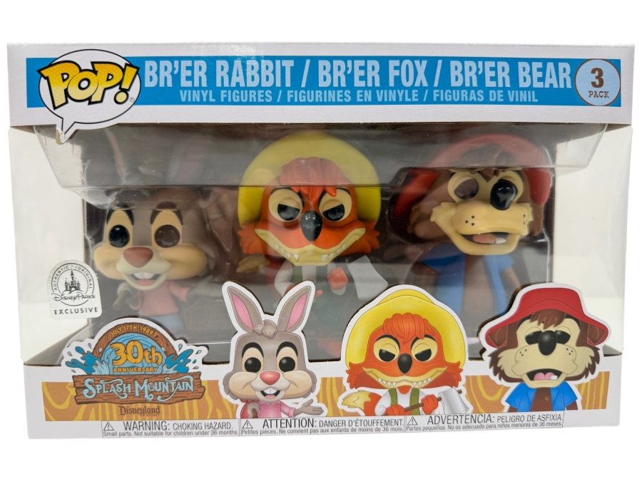 Funko Pop! Disney Splash Mountain 3-Pack - Br'er Rabbit, Br'er Fox, & Br'er Bear - Disneyland 30th Anniversary Exclusive - Disney Parks Vinyl Figures
