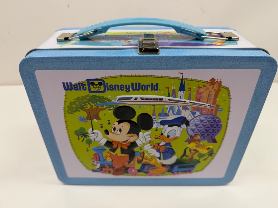 Walt Disney World 50th Anniversary Vault Collection Mickey & Friends Metal Lunch Box With Disney Trading Pins Inside Box - 2021 D23 Gold Member Exclusive - Retro Tin Lunchbox Collectible [Photo 3]