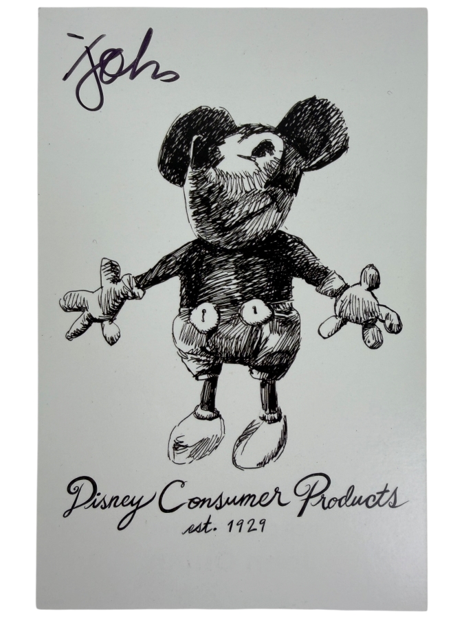 Disney Consumer Products Mickey Mouse Sketch Print - Hand-Signed By John Lasseter - Established 1929 Retro Design - Disney Artist Collectible Postcard 5.5'W X 9'H