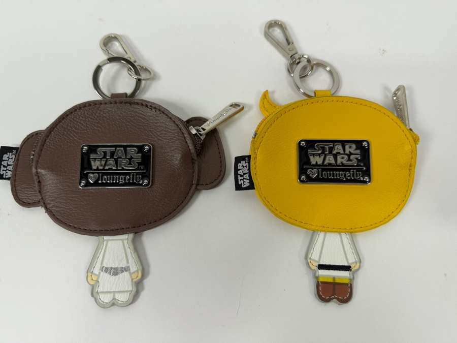 Star Wars Loungefly Princess Leia & Luke Skywalker Kawaii Coin Purse Set - Faux Leather Character Bag Clips [Photo 2]