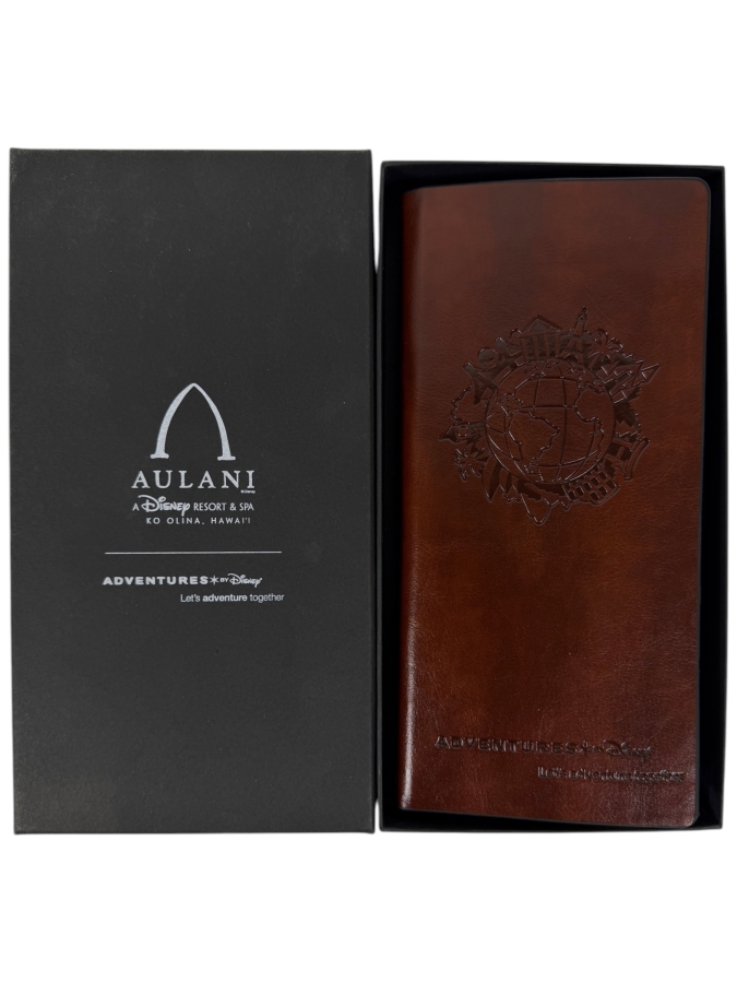 Adventures By Disney Aulani Resort & Spa Ko Olina Hawaii Brown Faux Leather Travel Wallet - Exclusive Gift In Presentation Box