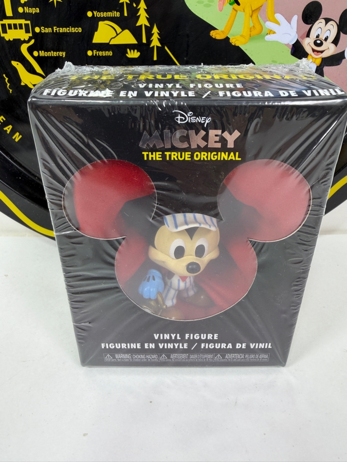 Vintage Disneyland California Tin Map Tray And Mickey The True Original 90th Anniversary Mystery Vinyl Figure Set - Disney Parks Collectibles [Photo 2]