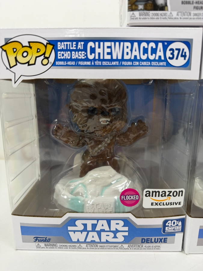 Funko Pop! Star Wars Bundle - The Mandalorian #345, Amazon Exclusive Battle At Echo Base Flocked Chewbacca #374 & Princess Leia #376 [Photo 3]