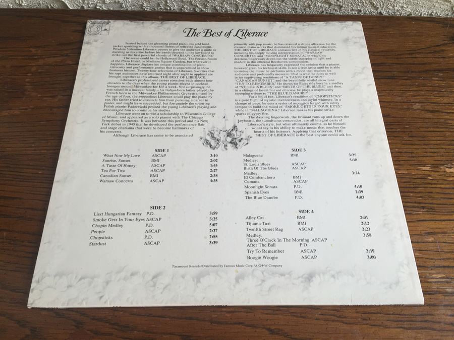 Liberace ‎- The Best Of Liberace - Paramount Records ‎- PAS-1009 - 2 × Vinyl [Photo 2]