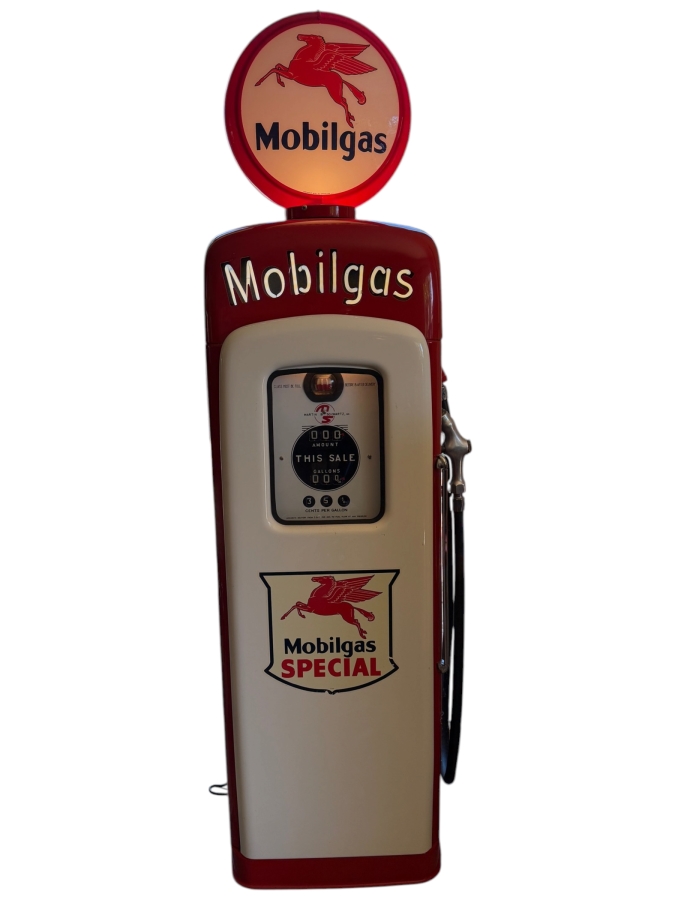 Authentic Restored Vintage Mobilgas Special Gas Pump By Martin & Schwartz Model 80 Series 1T Serial No. 86102 Circa 1950 With Reproduction Top Globe 27W X 16D X 80H (RSF) [Photo 2]