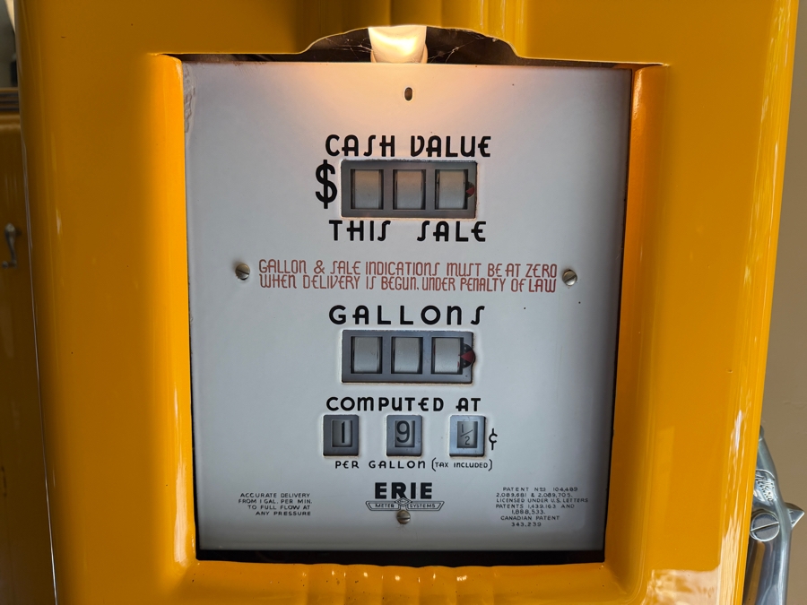 Authentic Restored Vintage Shell Gas Pump By Erie Meter Systems Model 70 Serial No. 96022 Circa 1930s/40s With Reproduction Top Globe 24W X 17D X 86H (RSF) [Photo 10]