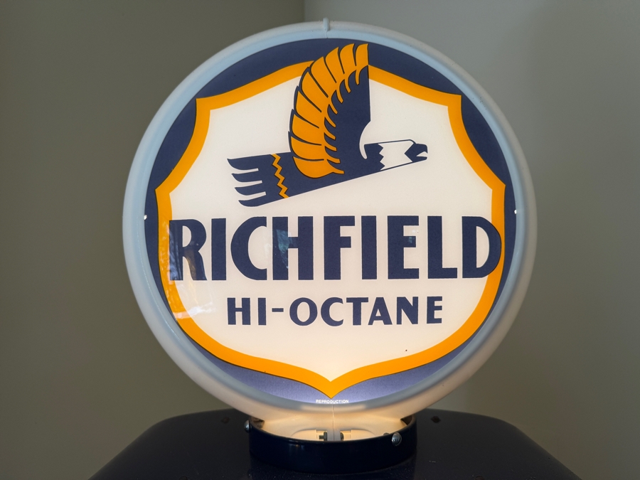 Authentic Restored Vintage Richfield Hi-Octane Gas Pump By Gilbarco Circa 1950s With Reproduction Top Globe (Front Glass Is Broken And Back Top Glass Piece Is Missing - See Photos) 30W X 16D X 87H (RSF) [Photo 16]