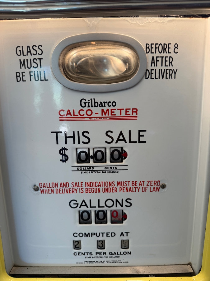 Authentic Restored Vintage Richfield Hi-Octane Gas Pump By Gilbarco Circa 1950s With Reproduction Top Globe (Front Glass Is Broken And Back Top Glass Piece Is Missing - See Photos) 30W X 16D X 87H (RSF) [Photo 15]