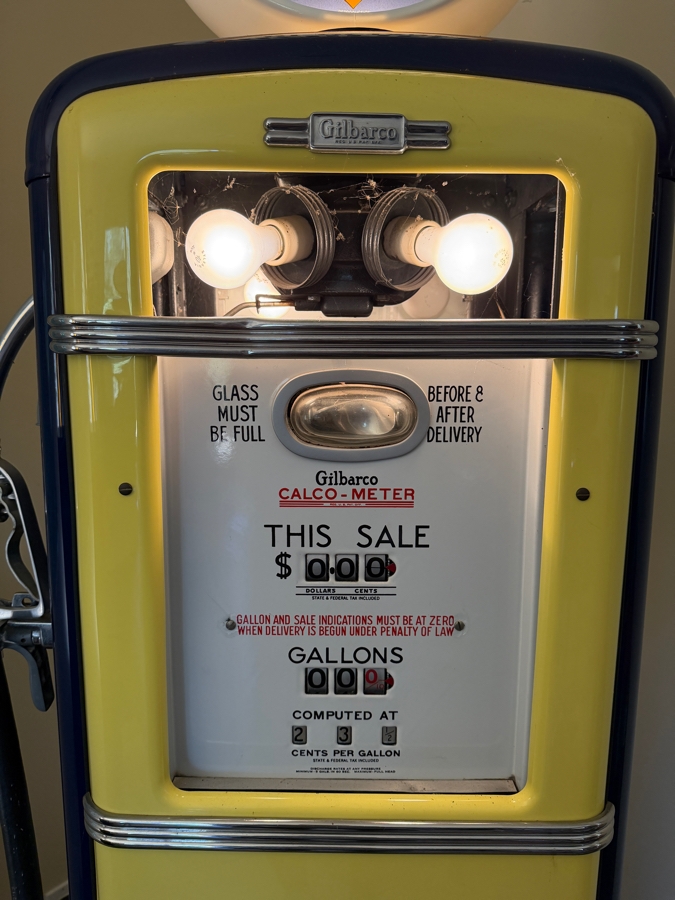 Authentic Restored Vintage Richfield Hi-Octane Gas Pump By Gilbarco Circa 1950s With Reproduction Top Globe (Front Glass Is Broken And Back Top Glass Piece Is Missing - See Photos) 30W X 16D X 87H (RSF) [Photo 14]