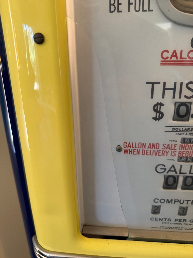 Authentic Restored Vintage Richfield Hi-Octane Gas Pump By Gilbarco Circa 1950s With Reproduction Top Globe (Front Glass Is Broken And Back Top Glass Piece Is Missing - See Photos) 30W X 16D X 87H (RSF) [Photo 4]