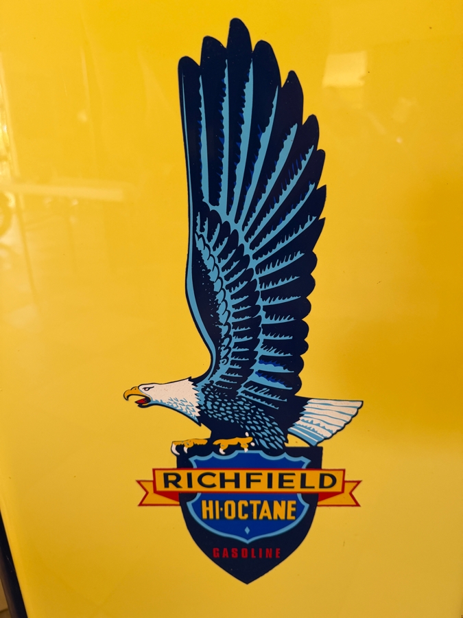 Authentic Restored Vintage Richfield Hi-Octane Gas Pump By Gilbarco Circa 1950s With Reproduction Top Globe (Front Glass Is Broken And Back Top Glass Piece Is Missing - See Photos) 30W X 16D X 87H (RSF) [Photo 7]