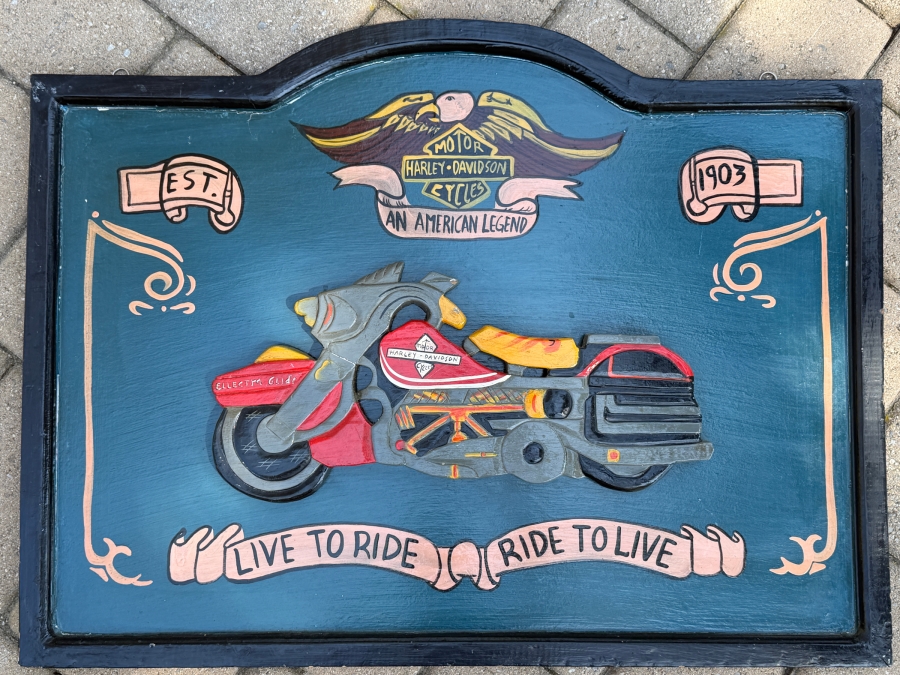 Custom Handmade Harley-Davidson Motor Cycles Wooden Relief Sign 'Live To Ride - Ride To Live' 32 X 24 (RSF) [Photo 2]