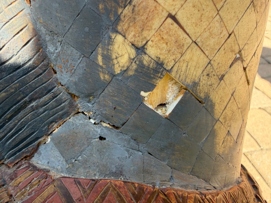 Impressive Pair Of Large Chinese Tang Dynasty Style Carved Wooden Polychrome Horse Sculptures Adorned With Bone On Custom Wooden Stands 36W X 11D X 40H (RSF) [Photo 23]