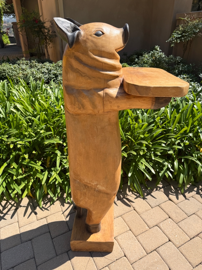 Large Carved Solid Wooden Freestanding Pig Butler 20W X 21D X 55H (RSF) [Photo 2]