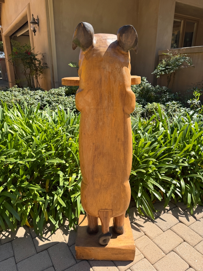 Large Carved Solid Wooden Freestanding Pig Butler 20W X 21D X 55H (RSF) [Photo 6]