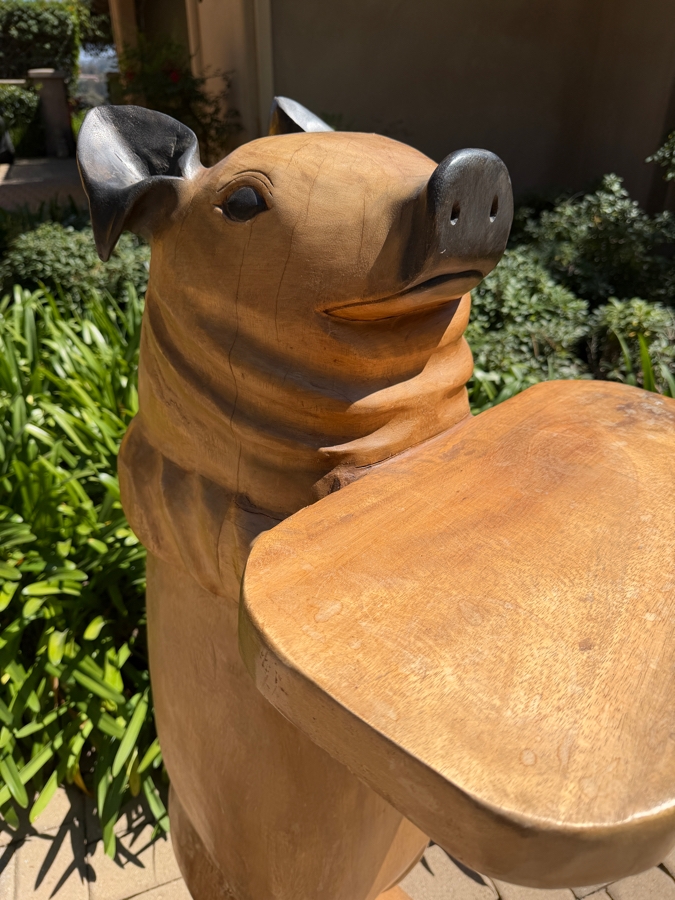Large Carved Solid Wooden Freestanding Pig Butler 20W X 21D X 55H (RSF) [Photo 5]