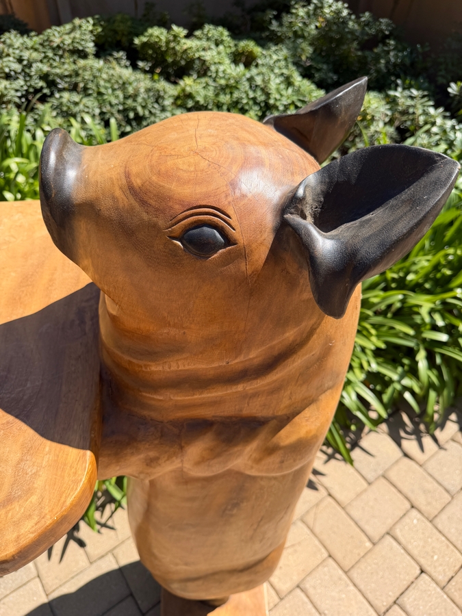 Large Carved Solid Wooden Freestanding Pig Butler 20W X 21D X 55H (RSF) [Photo 8]