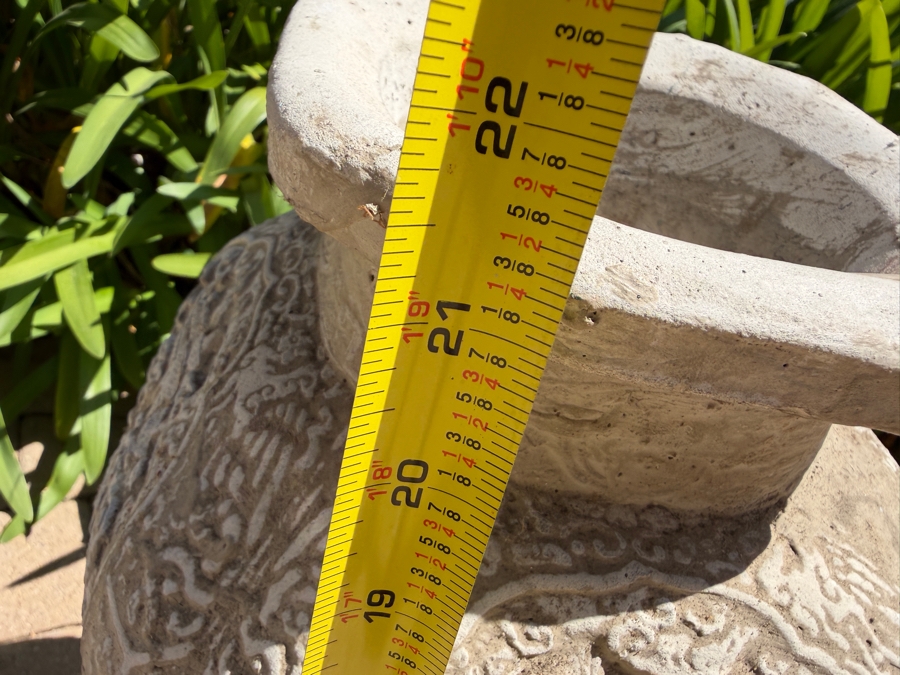 Pair Of Chinese Style Cast Concrete Vases 21H (RSF) [Photo 6]