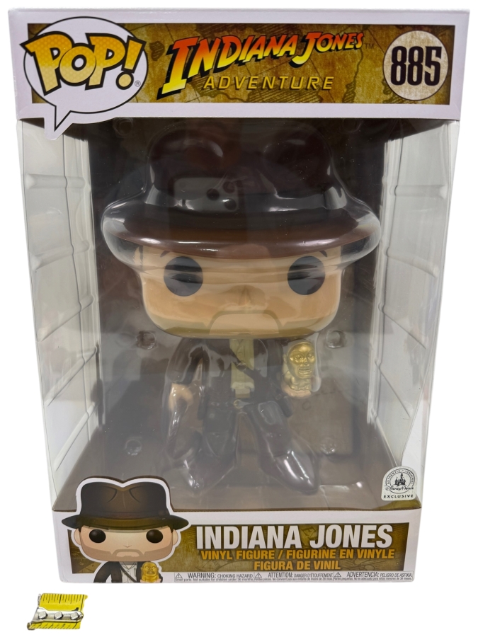 Funko Pop! Indiana Jones Adventure 10-Inch Super Sized #885 - Disney Parks Exclusive Jumbo Vinyl Bobblehead With Golden Idol Relic