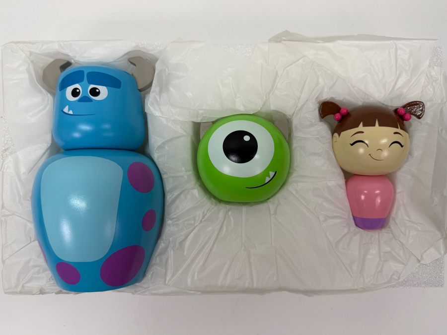 Disney Store Monsters Inc. Mike, Sulley & Boo Wooden Collectible Figure Set - Limited Edition - Hand-Painted Figures Retails $99 [Photo 2]