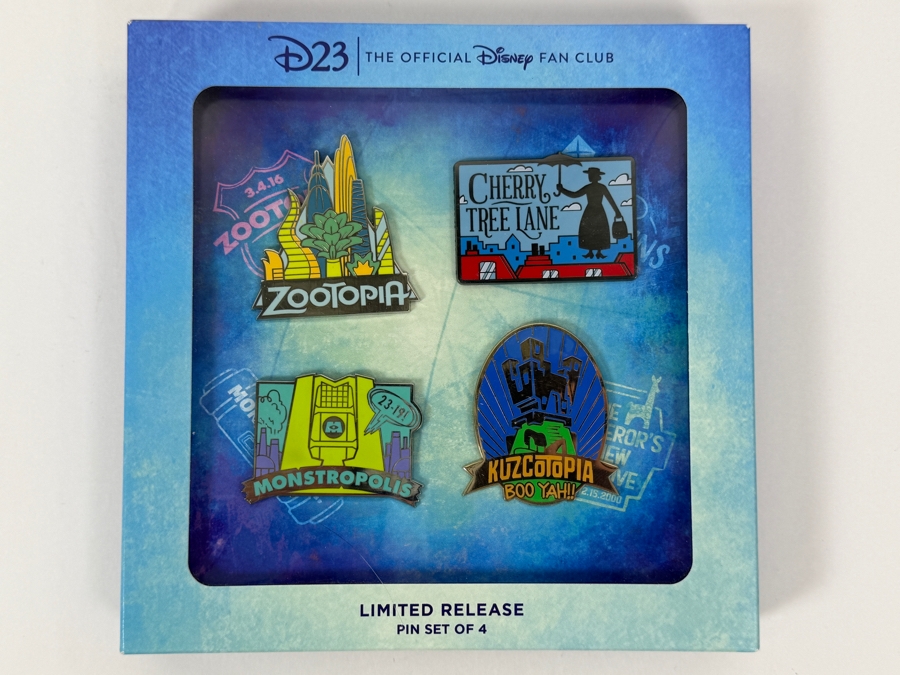 D23 Fantastic Worlds Pin Set - Limited Release Set Of 4 Enamel Pins - 2020 D23 Gold Member Exclusive Boxed Collection [Photo 4]